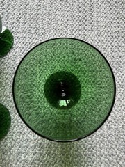 Set Of 6 Emerald Green Hand Blown Pedestal Water Goblets Made By Jude Co. MCM