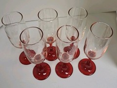 6 Champagne Flutes Glass Red Stem Ombre Epure Made In KSA