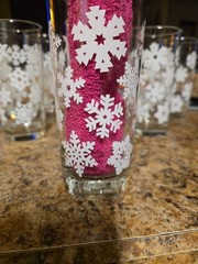 Vintage MCM Clear White Snowflake Highball Glasses Set Of 8. Excellent Condition