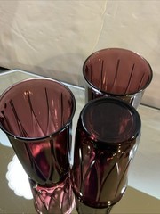 3 Vintage Hazel Atlas Tumblers Newport Hairpin 4 1/2 in 9 oz Purple Amethyst #70