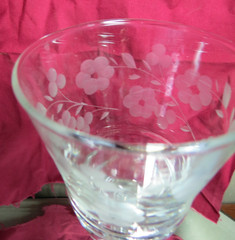 6- Rock Sharpe 3005-2 Etched Floral Water Goblets 1930-1940