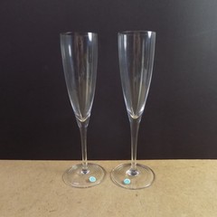 2 Tiffany & Co Crystal Classic Y Shape Champagne Flutes Glasses 9.25″ Tall VGC