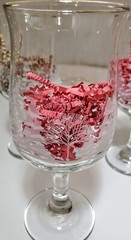 Beautiful Set of 7 VTG Gold-Trim Etched Frosted Christmas Wine Goblets – Gift!