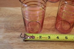 vintage pink and gold striped drinking highball bar glasses S/5 GUC
