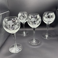 Etched Frosted Calla Lily Balloon Wine Glasses Set Of 4