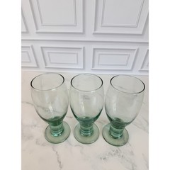 VTG Set of 3 Libbey Green Glass Spanish Style Thick Stem Goblets