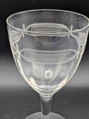 Set of 2 Vintage Needle Etched Crystal Goblets