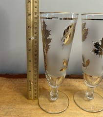VTG,MCM,Libbey Golden Leaf,Footed, Pilsner Glasses. Set of 4. Very Regal!