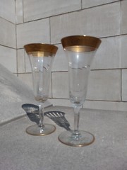 Pair Tiffin-Franciscan Rambler Rose Champagne Flutes 6.75″