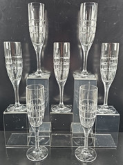 7 Ralph Lauren Cocktail Party Fluted Champagne Set Crystal Clear Stemware RL Lot