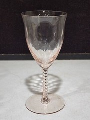 Central Glass Works 1426 Pink Twisted Stem Diamond Optic 7 1/4″ WATER GLASS