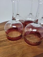 Set of 5 Crystal Ruby Red crystal Cut To Clear Dot Ruby Flash Wine Goblets 6.75″