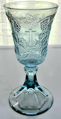 Tiara Indiana Glass Ice Blue Lord’s Supper 7″ Chalice Goblet