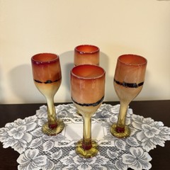 MICHAEL NOUROT Art Glass Goblets Each SIGNED 8″H