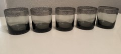 Libbey Smoke Gray Rocks Glasses Set 5 Heavy Base Tumblers Barware MCM 1970s Gift