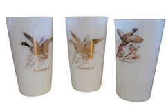 Federal Milk Glass Tumblers Wild Game Set of 3 Mallard Duck Glasses