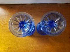 2 Vintage Avon Fostoria George Washington Cobalt Blue Water Wine Glass Goblets