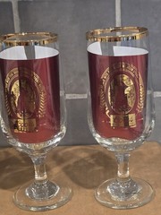 Set Of 4 – Coors Gold Etched Stem Glasses