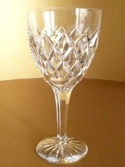 Block Crystal Cut Stemware Wine Glass BL Signed Approx 7″ Tall