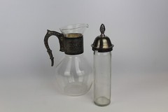 Metro Bottle Co Glass Claret WIne Carafe/Pitcher and Ice Tube Insert Silverplate