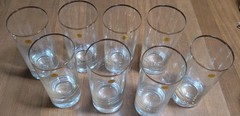 Highball- Made In Poland Set Of 8 Glasses Gold Rinmed- McM- Bohemian Style