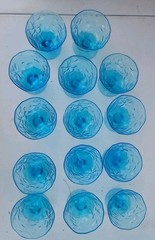 Vintage 1960’s Morgantown Seneca Driftwood Peacock Blue Sherbet Footed Set Of 2