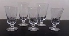 Fostoria Willow Pattern 4 1/2″ Juice Glasses & 5 3/4″ Water Glasses Footed – 5