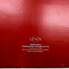 Lenox 1998 Fluted Champagne 11” Holiday Gems Toasting Flutes Emerald Set Of 2