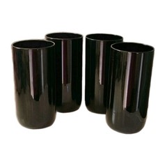 Vintage Set Of 4 Libby Tumbler Highball Glass Drinking Cocktail Black Amethyst