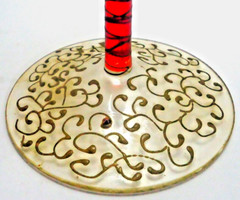 Venetian Glass Champagne Ruby Stem w/ Gold Thread + Outer Gold Design.8″h: Fine!