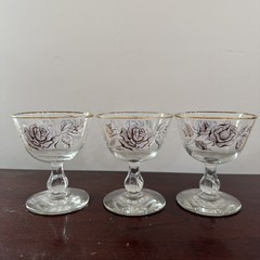 LIBBEY ROSE BOUQUET FROSTED WHITE AND GOLD STEMWARE 8oz