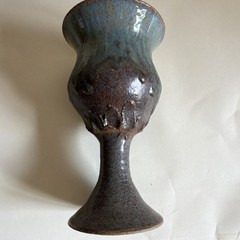 Vintage Brubeck Studio Art Pottery Goblets Chalices Set of 2 Signed Wedding MCM