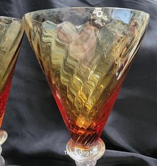 Portieux Palmyre Tall Water Goblet Amber Optic 8-3/8″ Set of 2 Glass Glasses