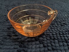Unique Glass Coffee Cup Orange Carnival Footed Pressed Elegant Scroll Handle