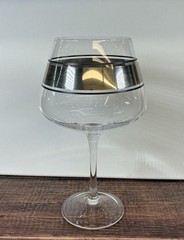 Vintage Silver And Black Pin Stripe Wine Glass