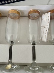 8 CELLINI 24k Gold Handcrafted Crystal Stemware – Made in Italy. 2 Boxes of 4