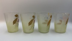Victorian Art Glasses 3 7/8” Tumblers Hand Painted Floral – Set of 4