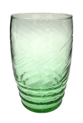 Vintage Libbey Spanish Green Venetian Optic Swirl Bangles Tumble, 4-3/8”, 9.5oz