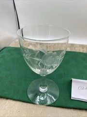 Vintage Glass Wine Goblet Etched Floral Pattern 3” Diameter 5.75” Tall