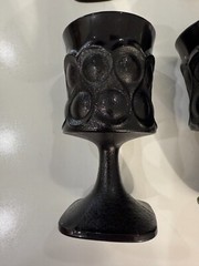 Rare 1970’s Noritake Spotlight Vintage Ebony Black Glass Goblet Lot of 6