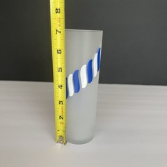 Set of 6 Vintage MCM Libbey Frosted Glass Candy Stripe Highball Glasses Rainbow