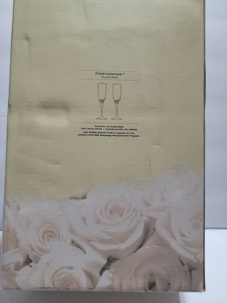 Lenox Forever More Pair Champagne Flutes Wedding Silverplated Stem Raised Heart