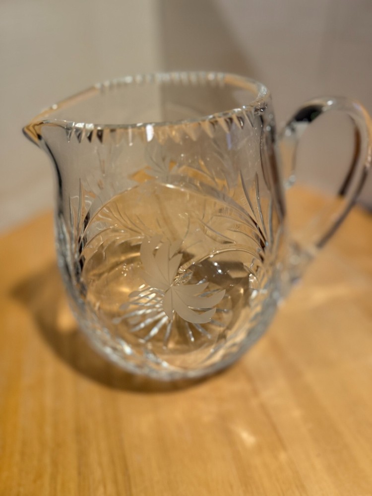 Royal Brierley Crystal Water Juice Jug Pitcher 6″H VERY HEAVY