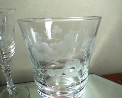 6- Rock Sharpe 3005-2 Etched Floral Water Goblets 1930-1940