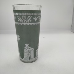 Wedgwood Green Helenic Jasperware by Hazel Atlas Fluted Tumbler 6.5″ Single