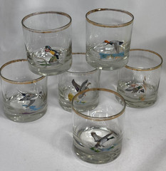 6 Vintage signed *Ned Smith* Game Birds OLD-FASHIONED Glasses – 3.5″ high