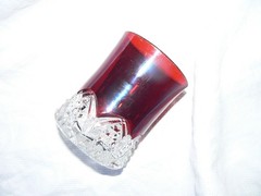 Button Arches Ruby Stained Tumbler EAPG George Duncan & Sons #39 circa 1897