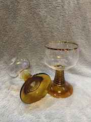 Luminarc Mid Century Glass Beehive Stem Goblet Amber, 2-Piece Set