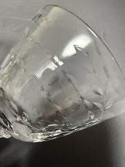 Set 2 Vintage Etched Glass Wine Goblets Floral Clear Stemware 5in