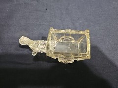 Jeanette Glass Horse Donkey Cart Toothpick Holder Candy Dish 1950’s Manganese